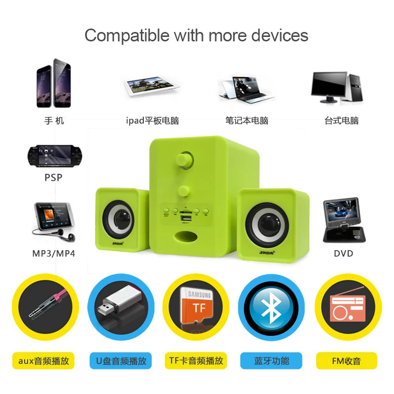 Сада проводной 2 1 Bluetooth комбинации динамик стерео подходит для рабочего тетрадь