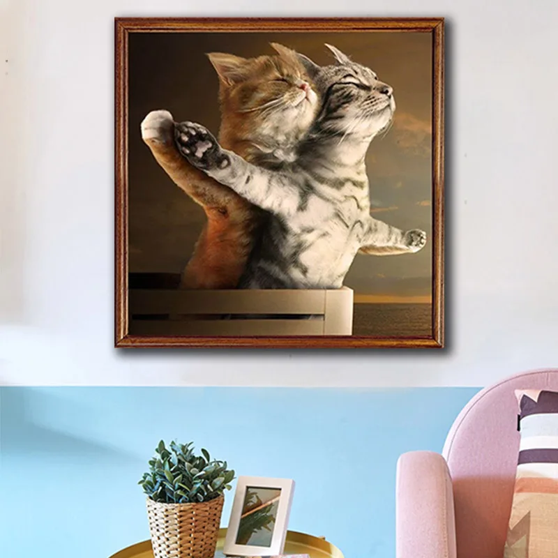 Diy Раскраска по номерам милый кот Цифровая живопись мультфильм животных из
