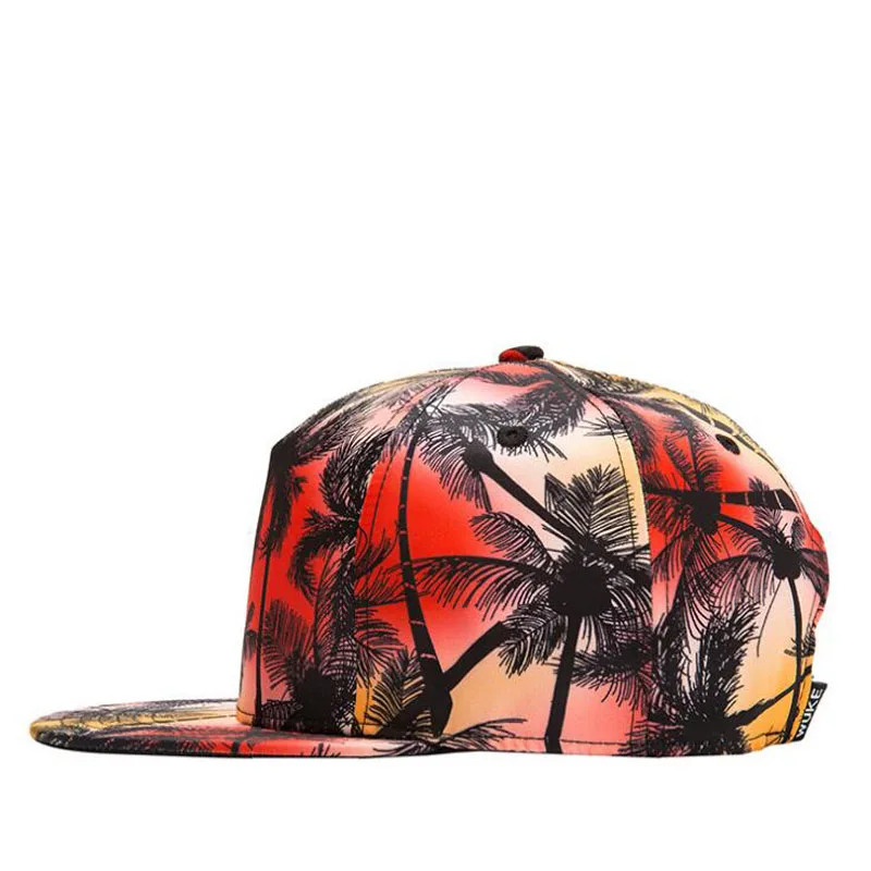 Fashion Summer men &amp women Outdoor Sport Stylish Coconut Tree 3D Printing Baseball Hat UV Protect Snapback Casquett Hip hop Cap |