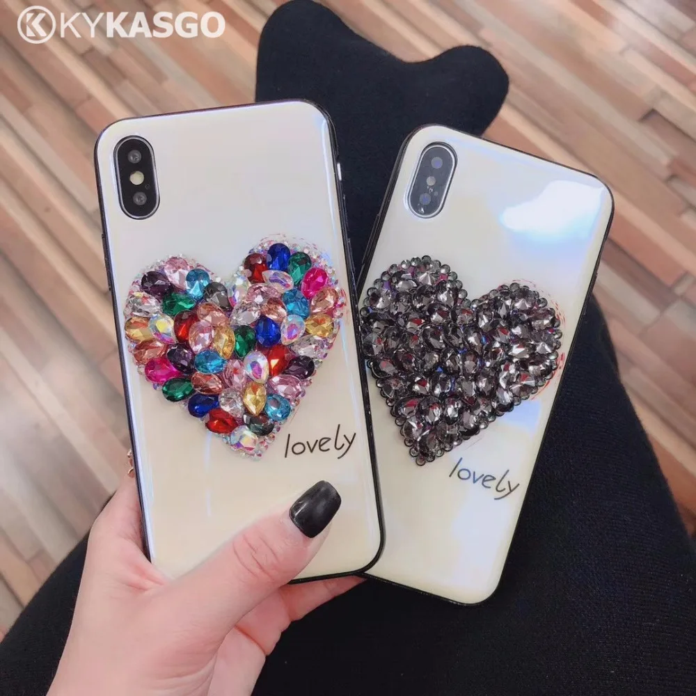 Роскошная сверкающая Блестящая крышка для iPhone 7, 7plus 6 6 S Plus Diamond мягкие в романтическом стиле с украшениями в виде сердца Чехлы для телефона для iPhone X 8 Plus