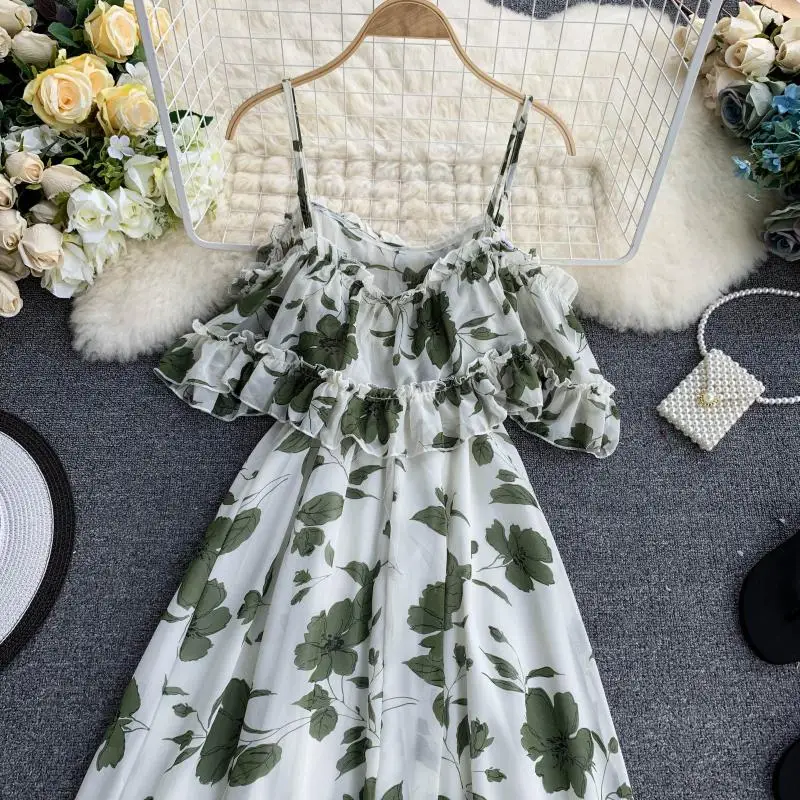 ALPHALMODA, для отдыха, шифоновое платье с принтом, с короткими рукавами, с открытыми плечами, до середины икры, женское, летнее, праздничное, повседневное, Пляжное, Vestidos