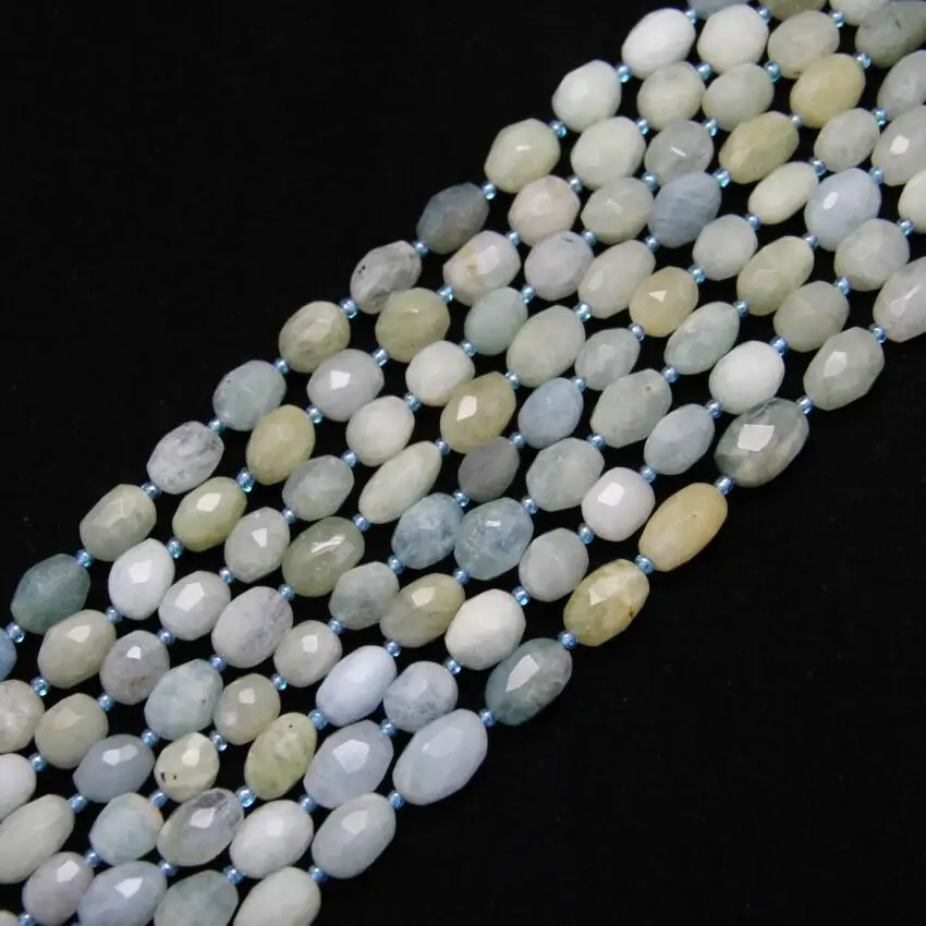 Около 25 шт. нитка Натуральный аквамарин граненый браслет вырезанные Nuggets камни