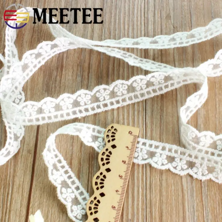 Meetee 1 5 см ярдов/партия белая кружевная ткань с одной дугой Цветочная сетка