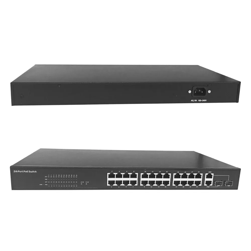 Anpviz 24 порта 10/100 Мбит/с 2 гигабитными TP/SFP комбинированный переключатель питания PoE