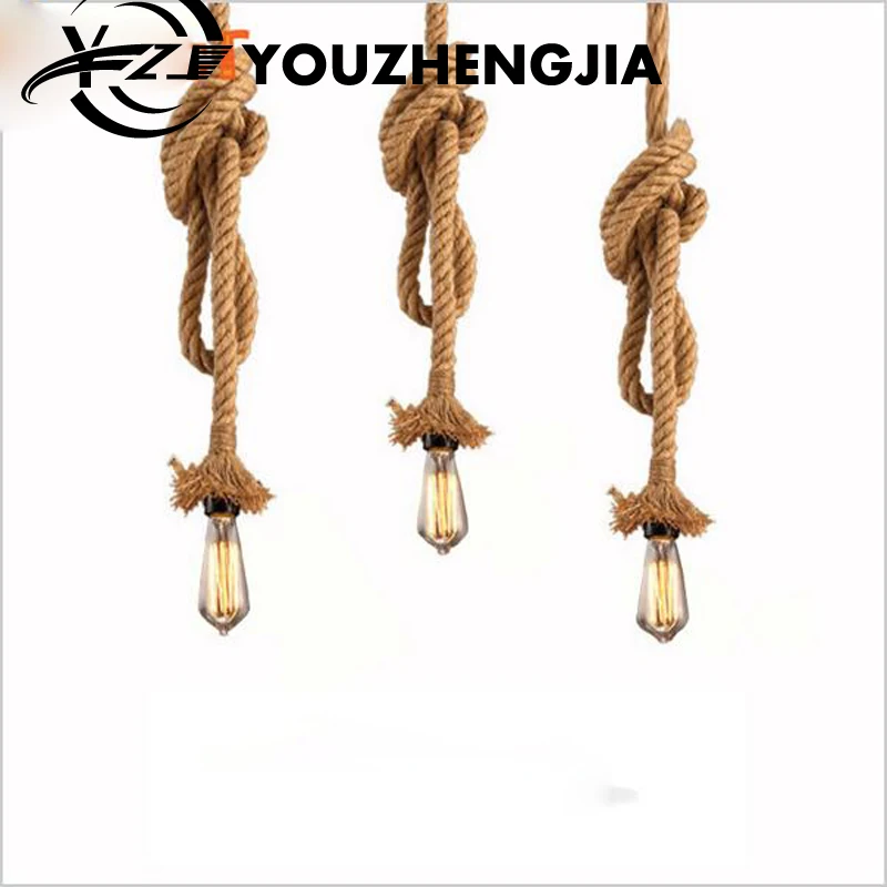 Винтажная веревочная Подвесная лампа в стиле ретро креативный индивидуальный