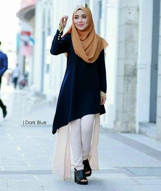 Блузка женская Свободная с длинным рукавом и круглым вырезом|long sleeve muslim blouse|muslim