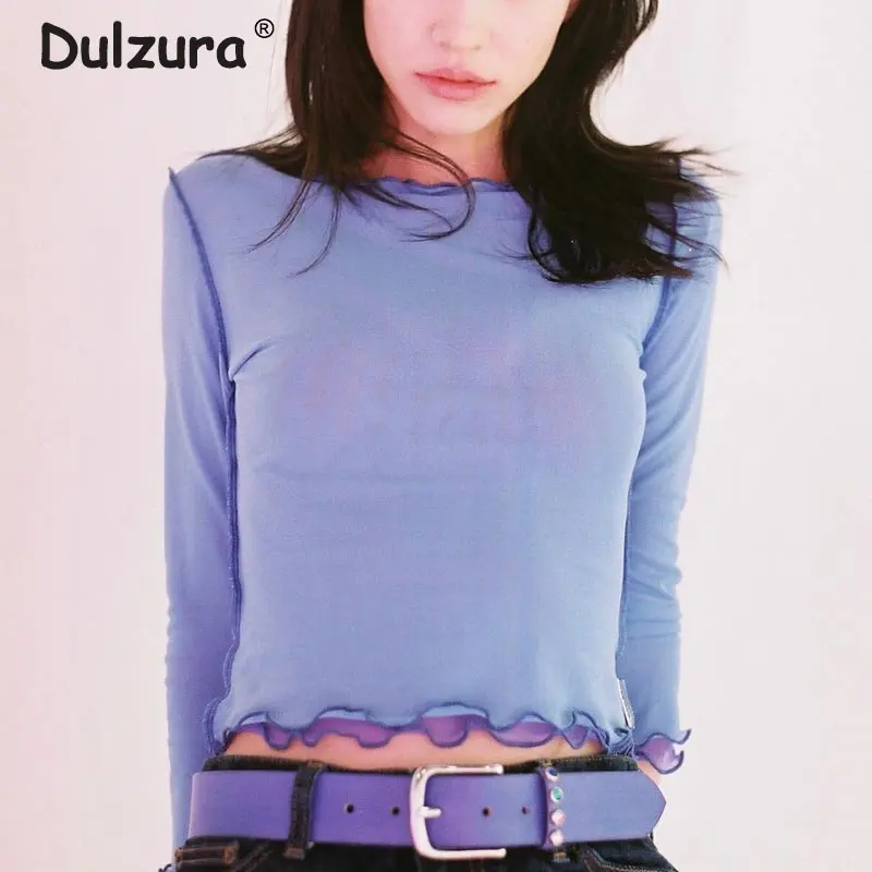 Женская Двухслойная футболка в стиле ретро Harajuku однотонная облегающая с