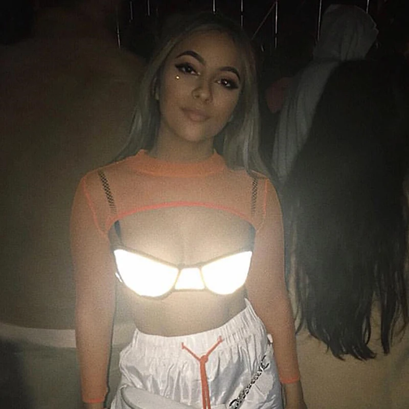 Новый DJ костюм светоотражающий светильник бюстгальтер для женщин верхняя часть