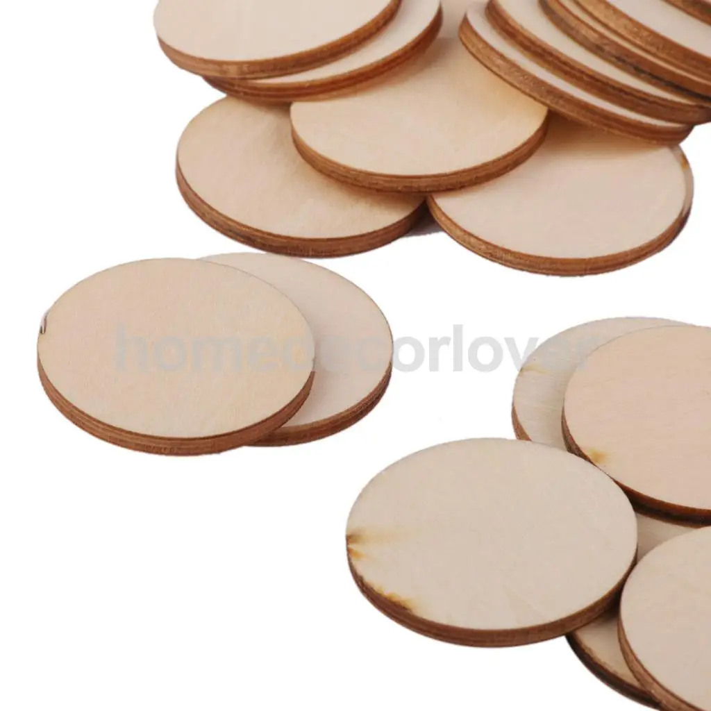

25x Unfinished Round Circle Wooden Embellishments for Cardmaking DIY 50x3mm