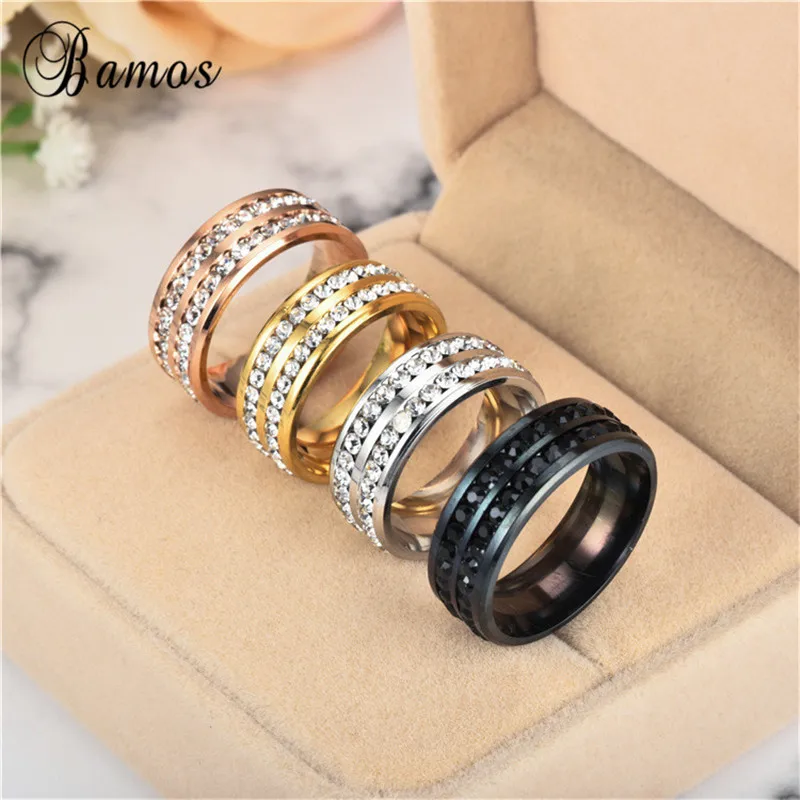 Кольцо из нержавеющей стали со стразами 4 цвета|stainless steel wedding rings|finger ringsteel ring |