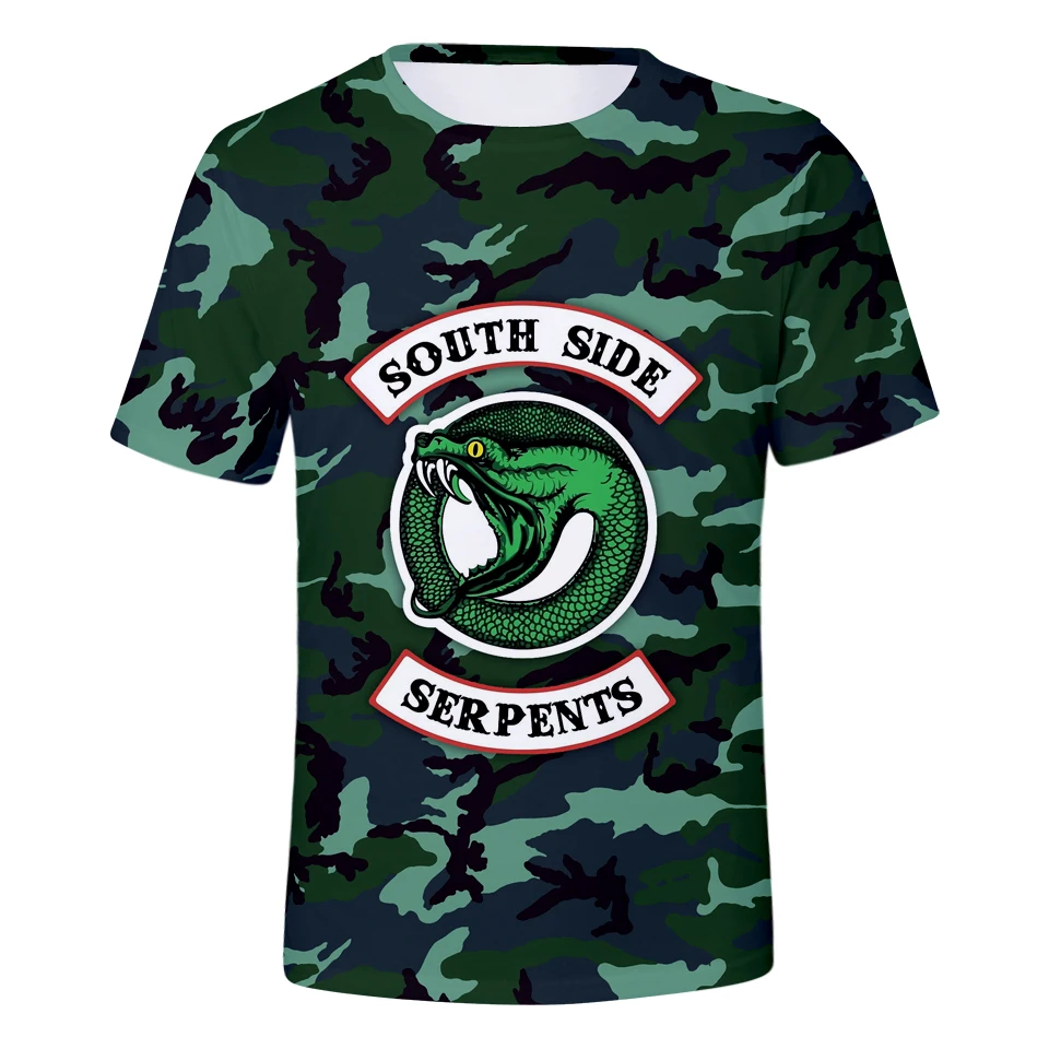 Новая футболка с 3d принтом ривердейла надписью South Side serpents Повседневная Уличная