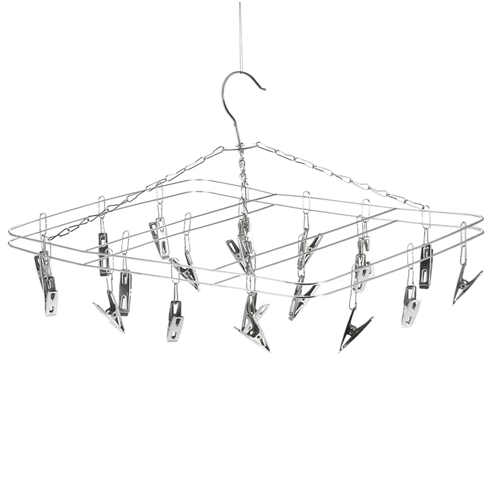 Вешалка для одежды 20 зажимов прищепки из нержавеющей стали сушилка вешалка