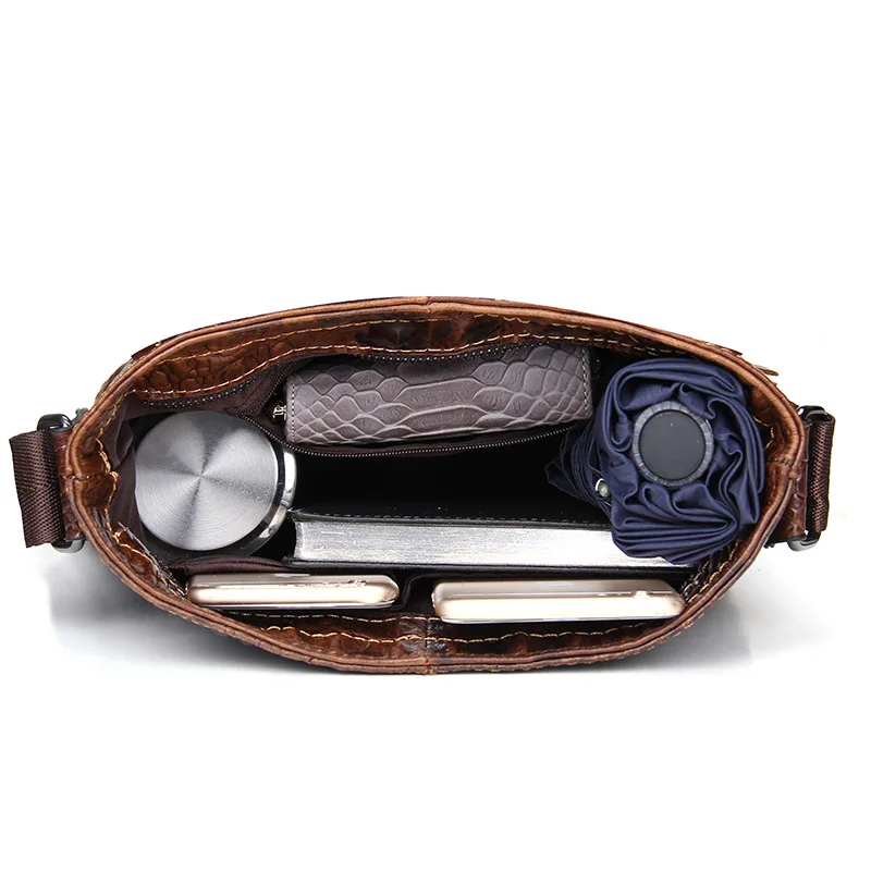 Сумка мессенджер AETOO мужская с узором под кожу крокодила Модный саквояж на плечо