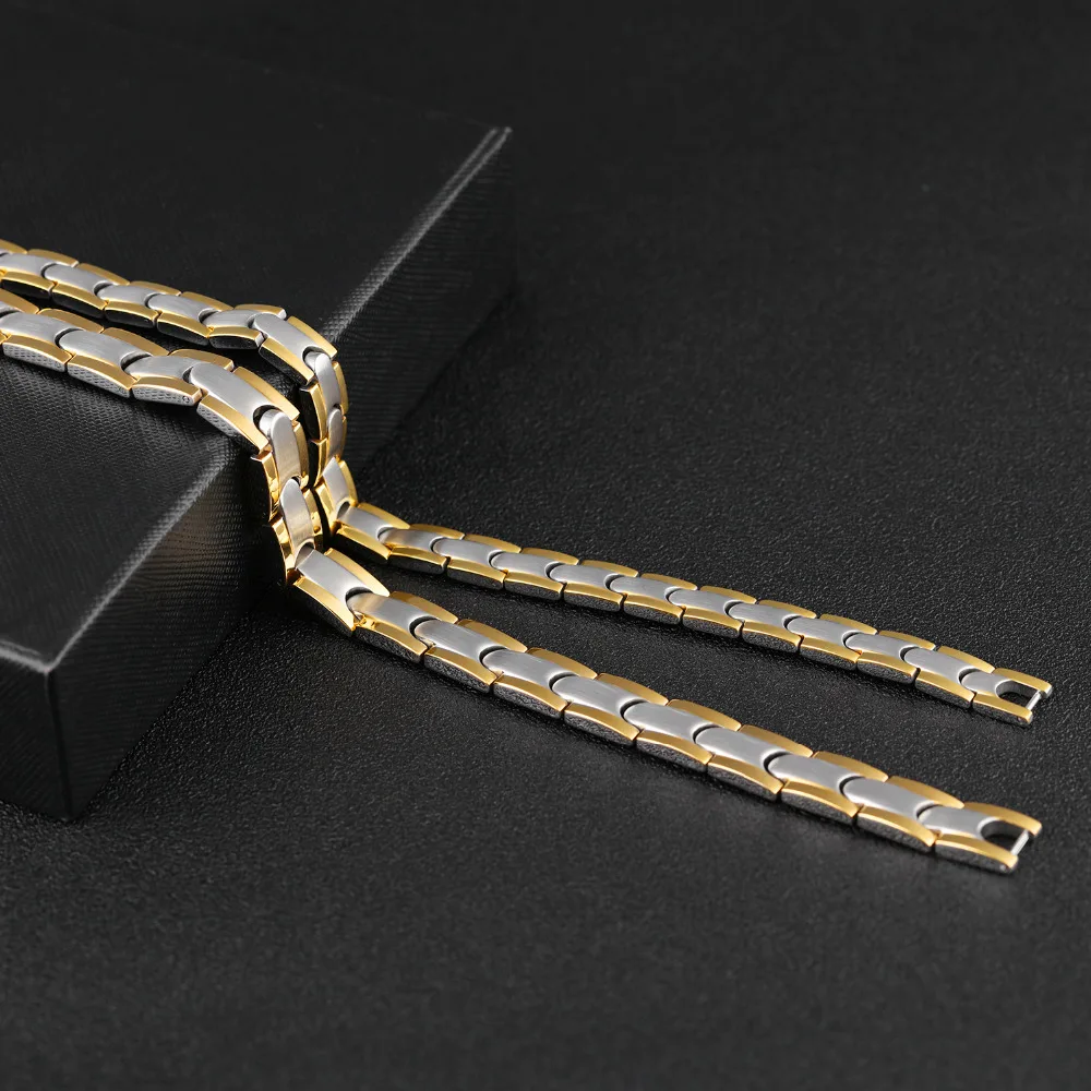 Модный магнитный браслет OPK для мужчин и женщин двухцветный золотой из