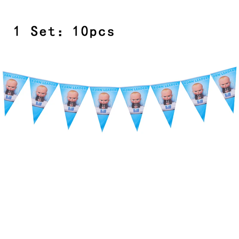 banner 1 set 10pcs Baby Boss тематическая вечеринка на день рождения украшения Детские шары счастливые бумажные тарелки для дня рождения салфетки для стаканчиков баннеры - Цвет: banner 1 set 10pcs