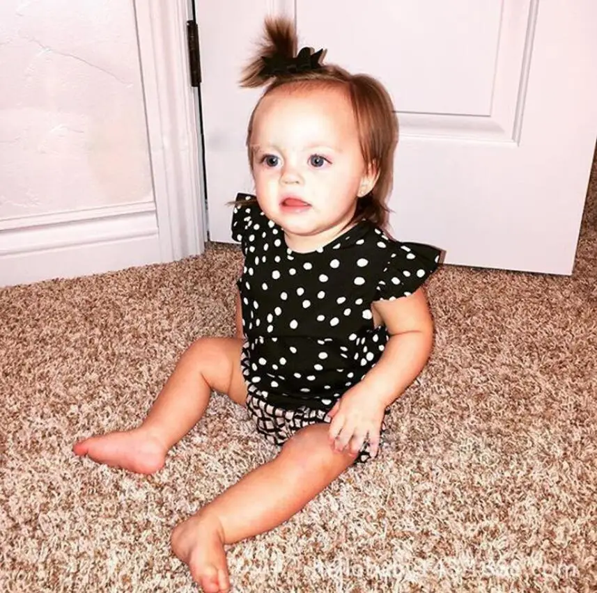 2016 милые комплекты одежды для маленьких девочек Детские шифоновые топы в черный