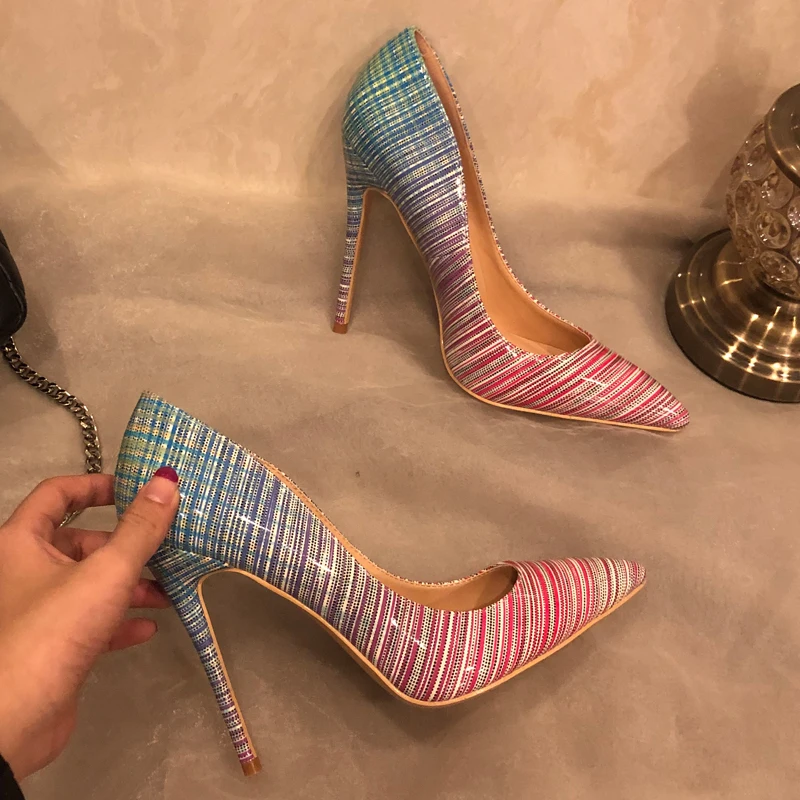 

2021 Fashion free shipping new Multi Patent Leather Poined Toe Stiletto high heel shoe pump HIGH-HEELED SHOE dress shoes