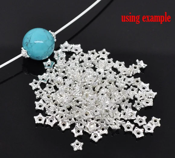 DoreenBeads 500 серебряный цвет цветок бусина колпачки фурнитура 5 мм(B12521
