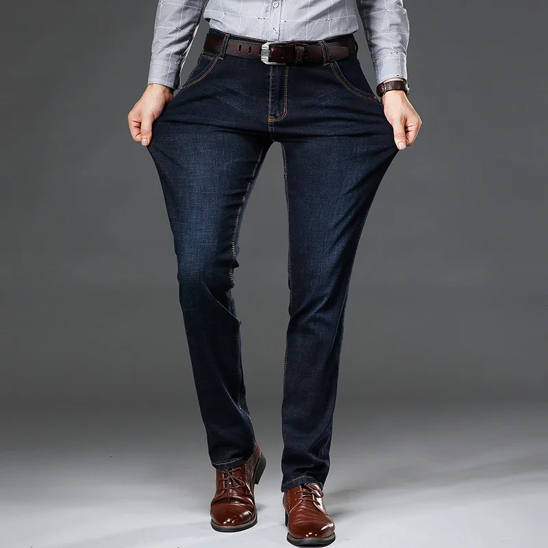 Мужские классические джинсы деловые повседневные эластичные облегающие