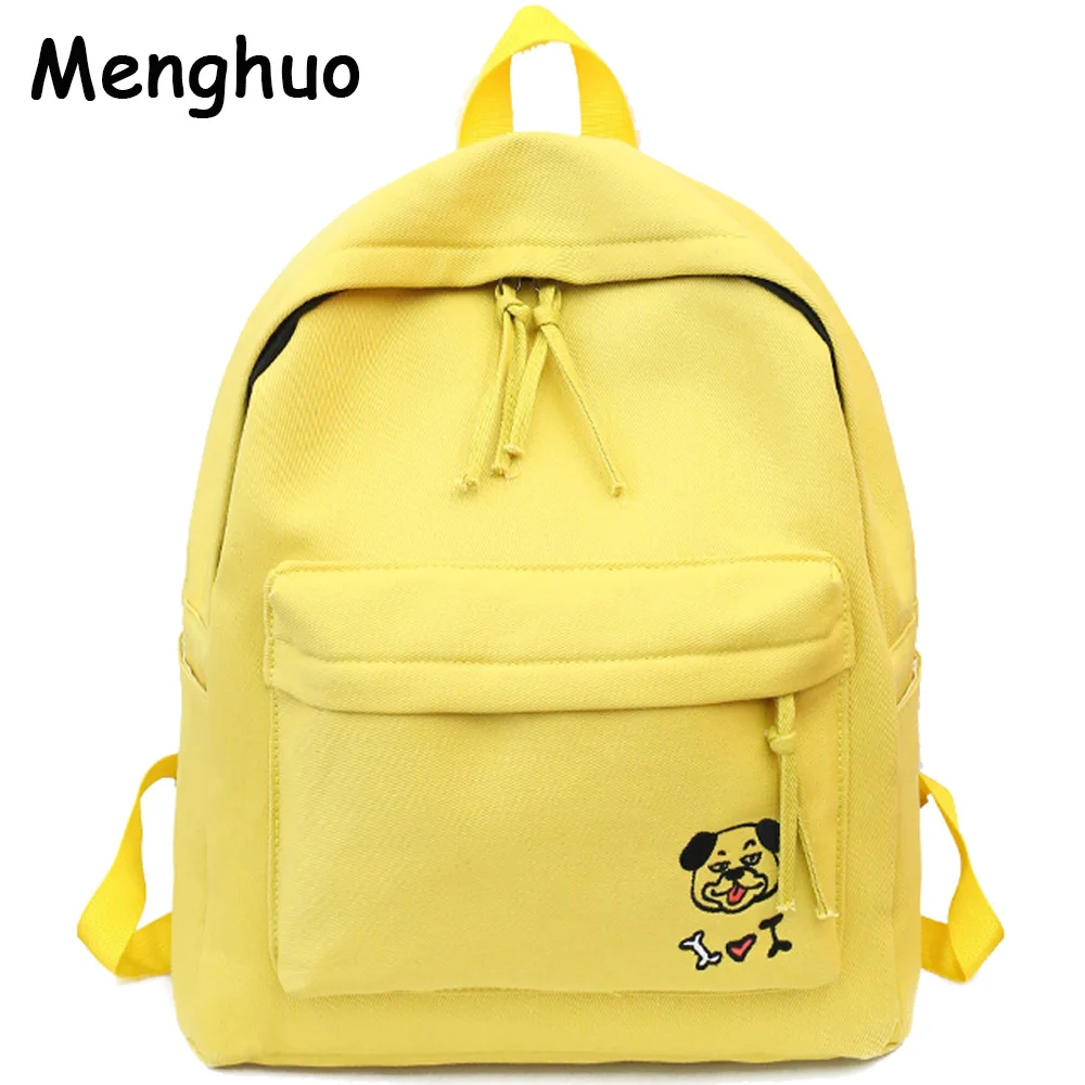 Женский рюкзак школьный холст милая собака ткань хлопок с вышивкой женский
