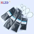 Пластиковые нейлоновые Галстуки для кабелей от 6 дюймов до 12 дюймов, ширина 2,7 мм, 7 кг, прочность на растяжение, проволока на молнии, нескользящий провод для проводов черного цвета