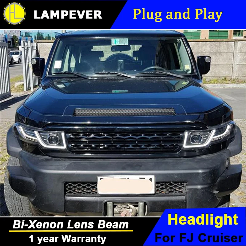 Lampever Бесплатная доставка авто передний светильник для FJ Cruiser 2007 2015 светодиодный