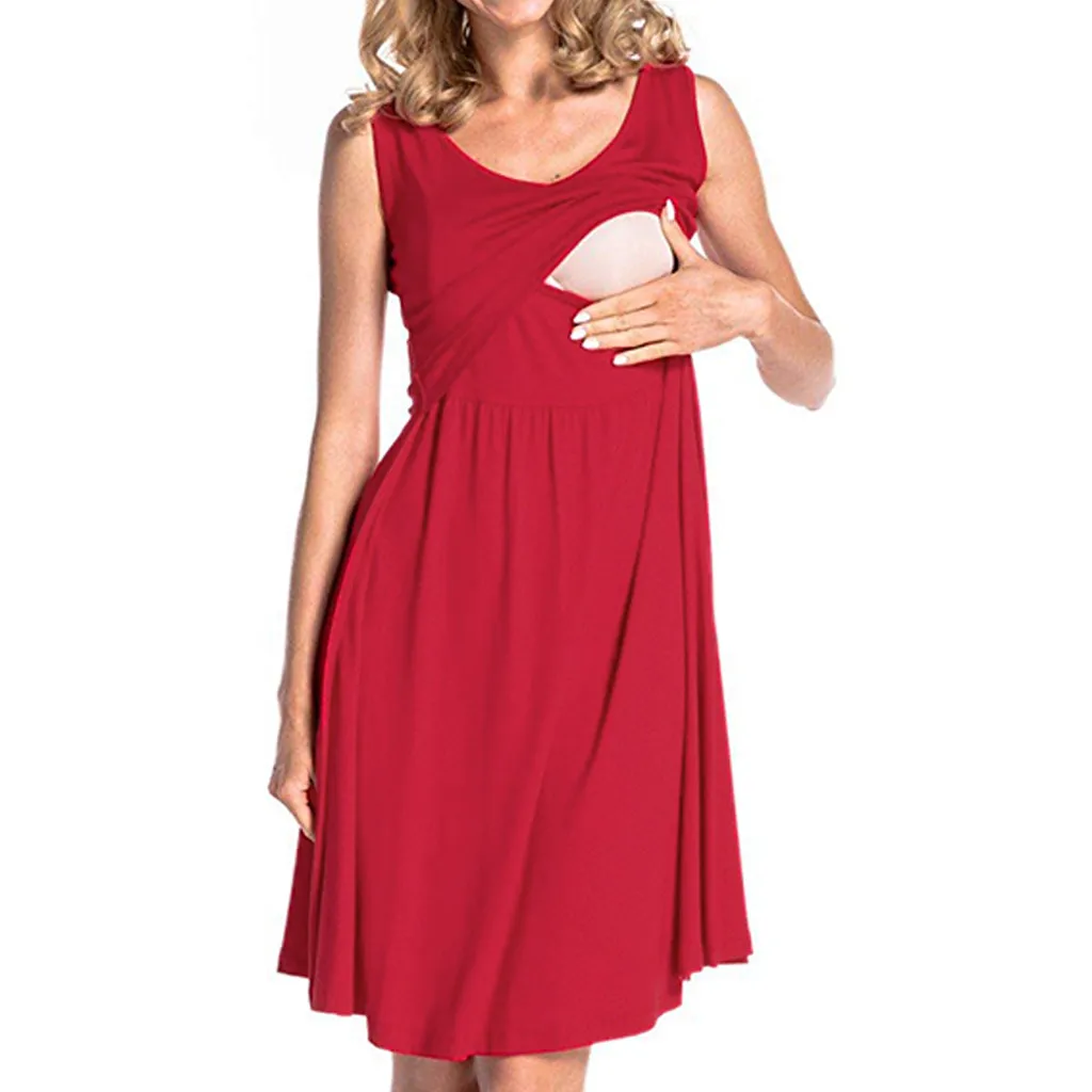 Для женщин для беременных одноцветное Платье кормления ночная рубашка кормящих