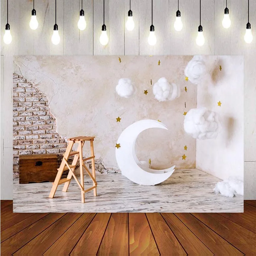 Фон для фотографий Mehofond день рождения кирпичная стена Белое Облако Луна Декор