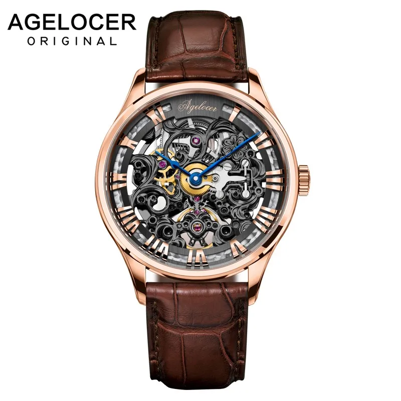 5402D2 AGELOCER, номер, спортивный дизайн, швейцарские часы, мужские часы, лучший бренд класса люкс, Montre Homme, часы для мужчин, автоматические часы со скелетом - Цвет: 5402D2