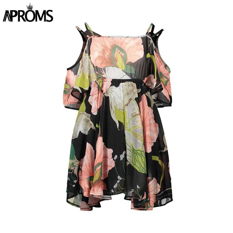 Aproms Vestidos летнее платье с цветочным принтом в стиле бохо, сексуальное элегантное платье с высокой талией, Свободные повседневные платья, женские пляжные вечерние Сарафаны