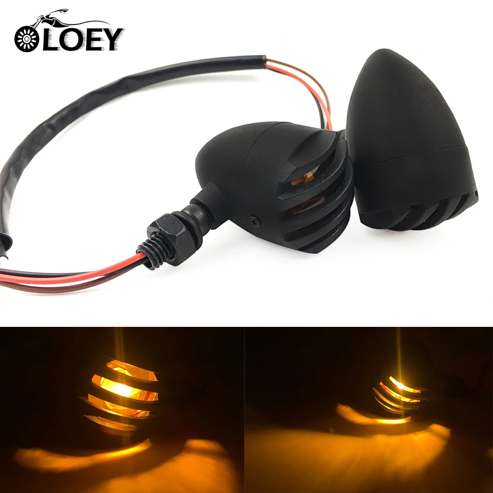 Bullet Motorcycle LED Turn Signal Indicators Amber Blinker Lamp For Harley Chopper Cafe Racer Street Glide Touring |