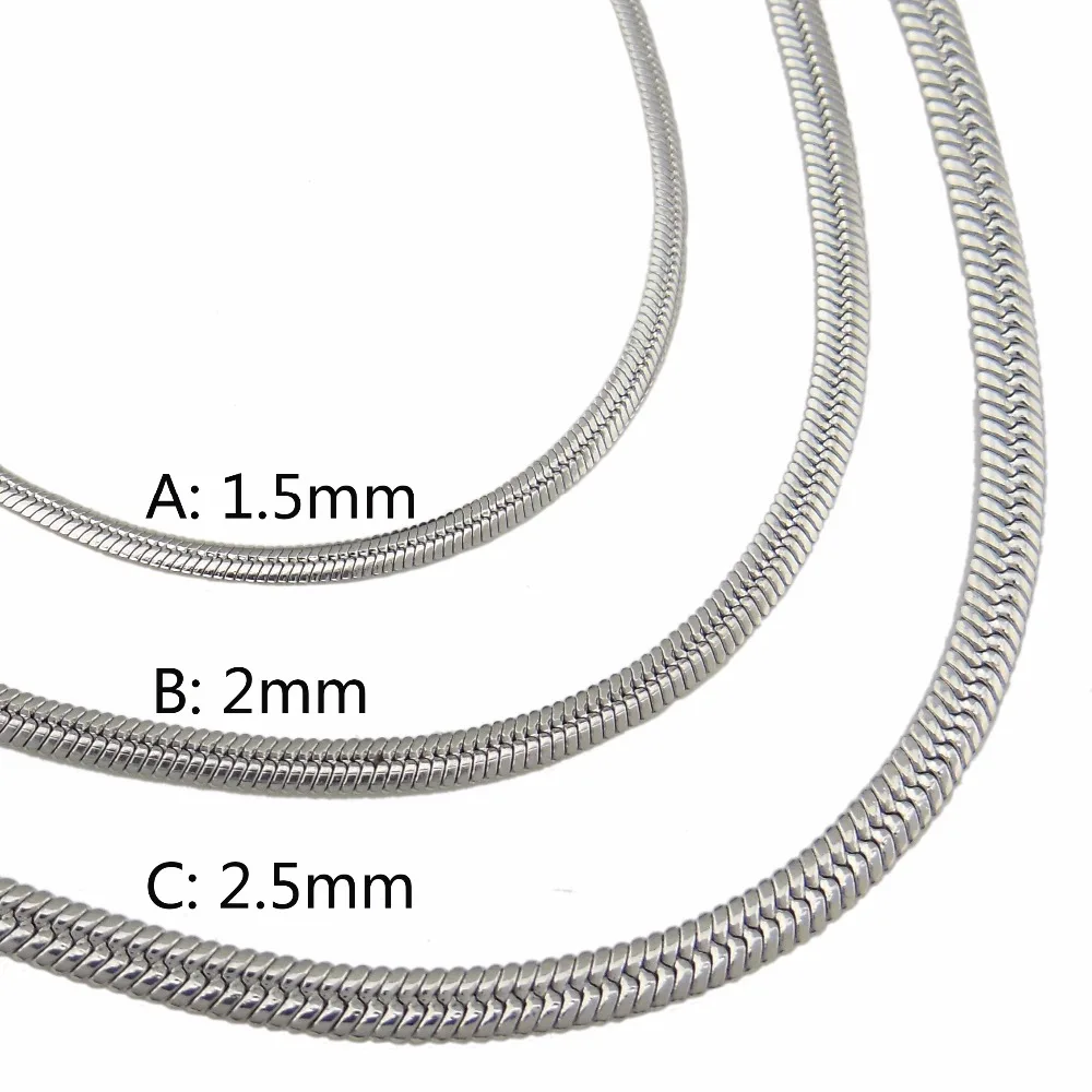 BOCAR Unisex Fashion 1.5 /2 /2.5mm Width 22'' Length Stainless Steel Flat Snake Chain Necklace Jewelry For Women Men (XL-1031) |