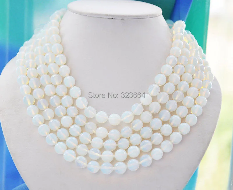 Круглое ожерелье из белого опала 10 мм 100 дюйма | Украшения и аксессуары