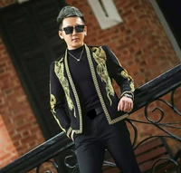 mens wear korean pearl embroidery coat male trend blazer hombre stage party club designer jacket men dj host mens blazer jacket