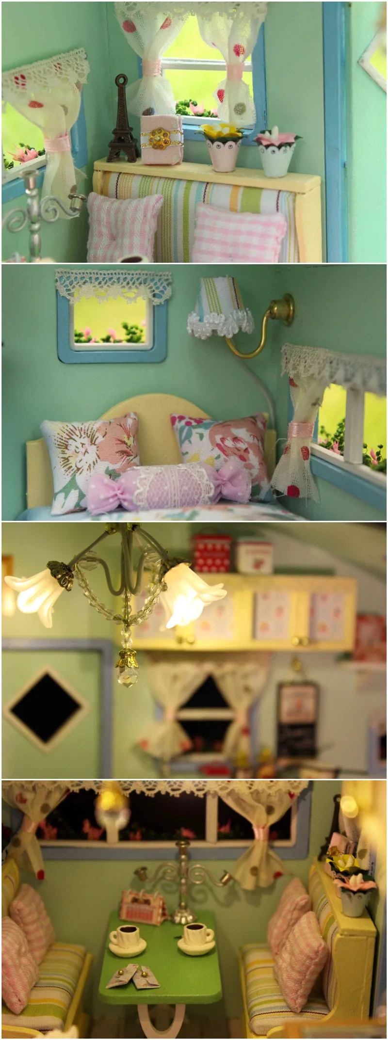 Туристический фургон DIY Тур времени деревянный кукольный домик Миниатюрный комплект для кукольного дома светодиодный музыкальный ящик Голосовое управление комплекты ручной работы для девочек