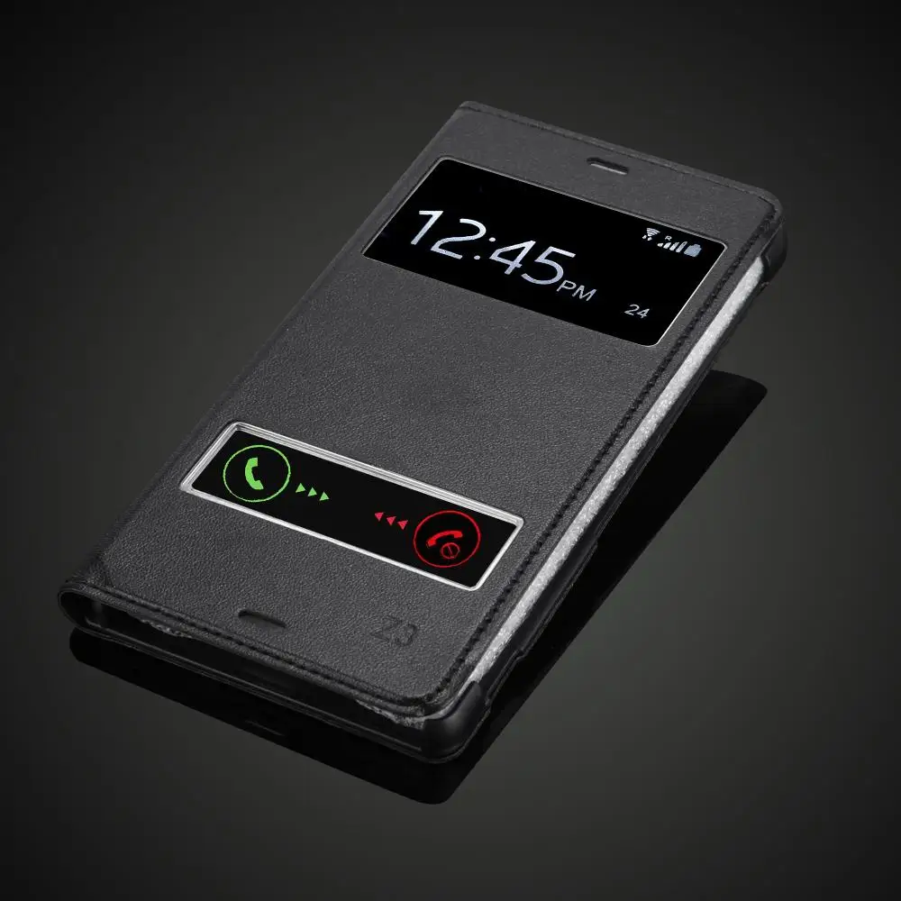 Ультратонкий кожаный чехол для Sony Xperia Z3 z3 D6603 D6653 с двумя окнами Флип чехол|case for sony