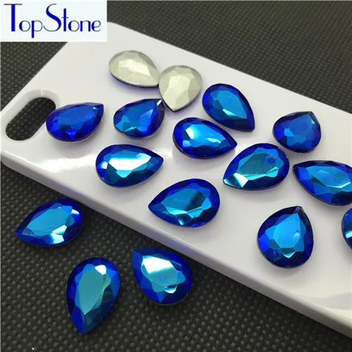 Cobalt AB TopStone все цвета AB стекло Кристалл слезы Стразы 10x14,13x18,18x25,20x30 мм одежда декорации сумки платья одежда - Цвет: Cobalt AB