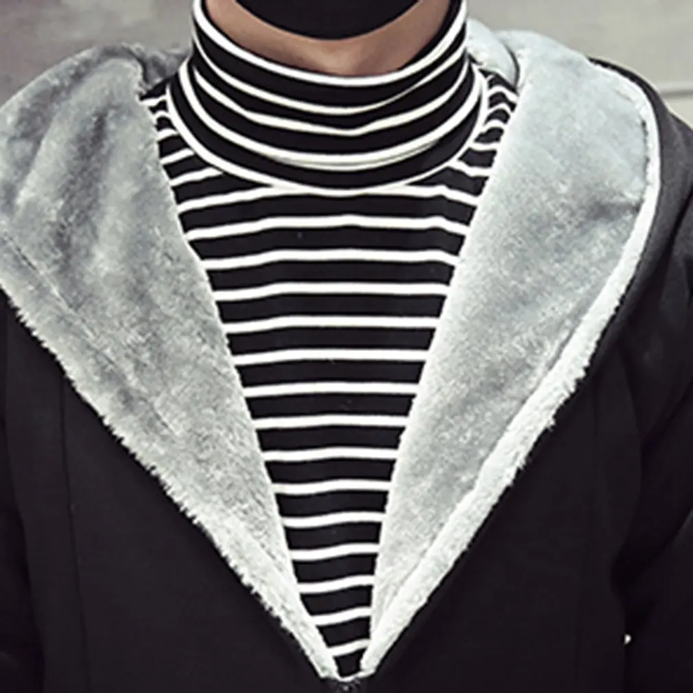 Мужское зимнее длинное пальто теплые бархатные куртки 2018 повседневное тонкое