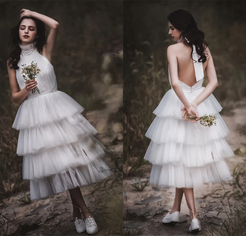 Свадебное платье без рукавов и с открытой спиной ТРАПЕЦИЕВИДНОЕ ПЛАТЬЕ невесты в