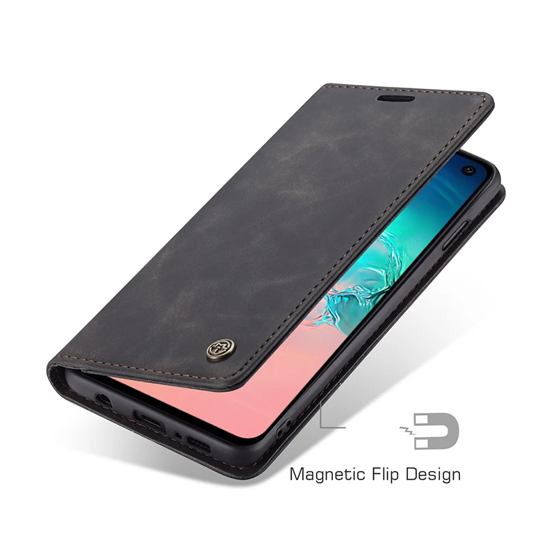 Роскошный Магнитный кожаный чехол для телефона, сумки для samsung S8 S9 S10 Note10 Plus 5G, винтажный флип-чехол для телефона Galaxy A30 A40 A50 A70