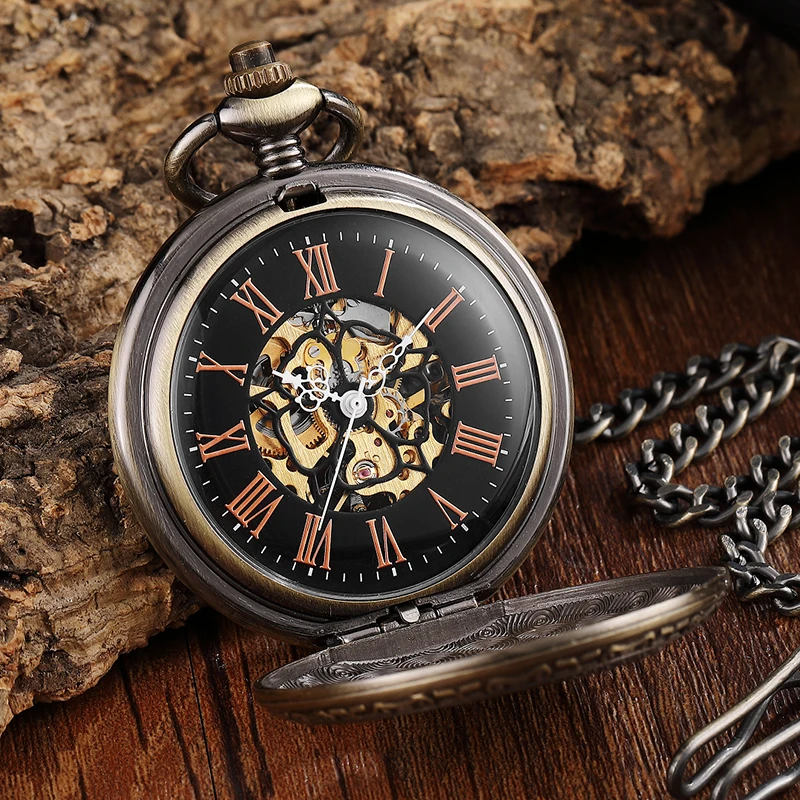 Винтажные бронзовые полые механические карманные часы птица лазерная