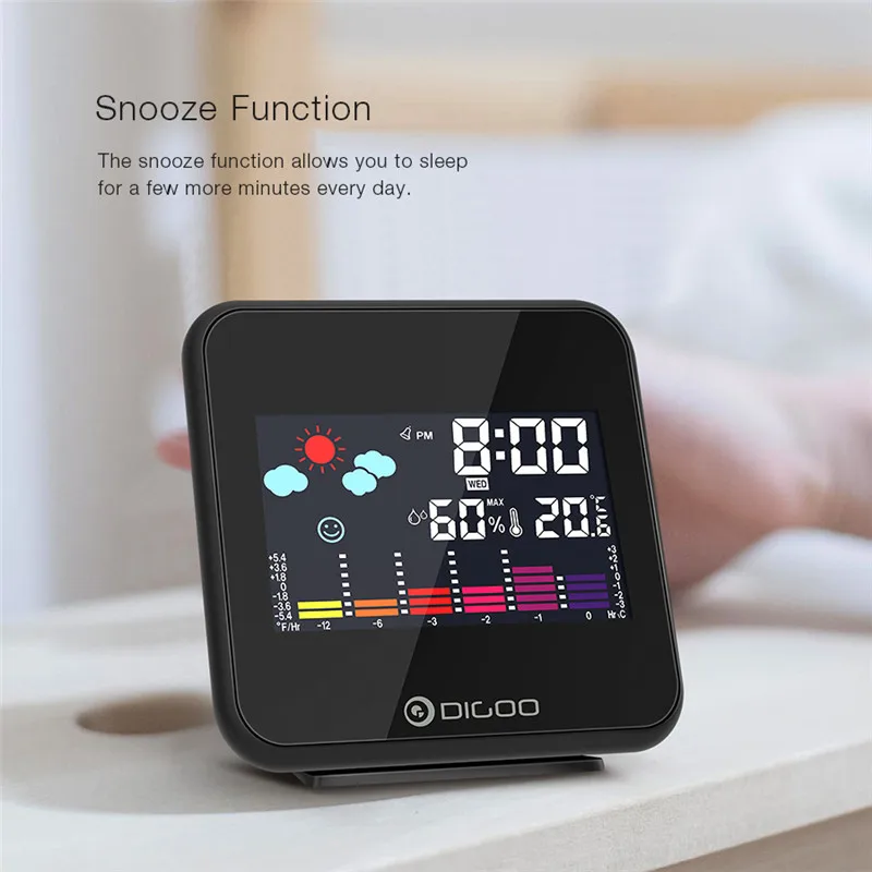 Digoo DG C15 Цифровая беспроводная подсветка прогноз погоды будильник часы USB