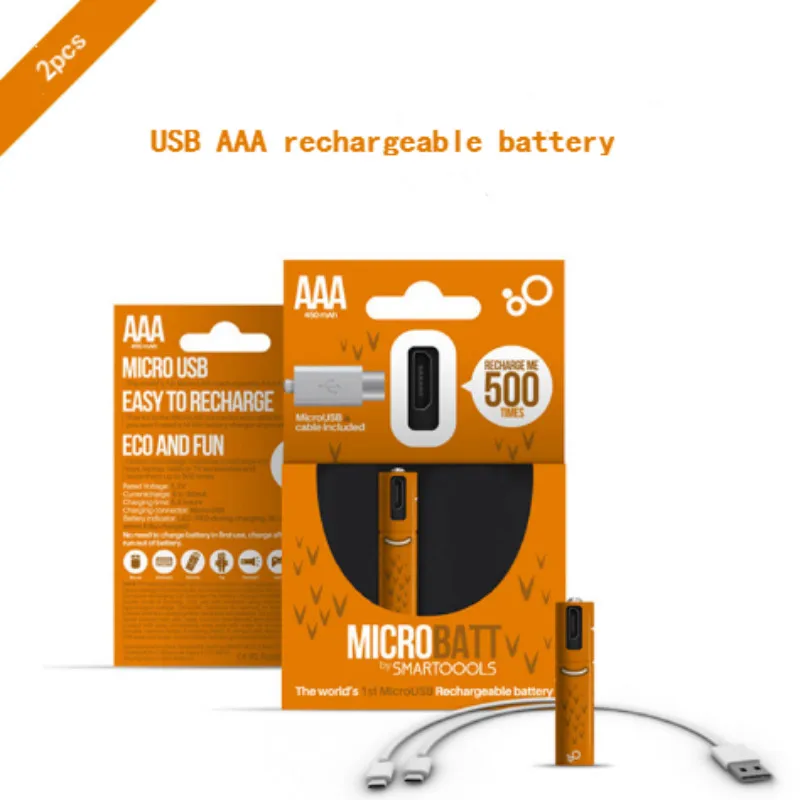 4 шт./лот дизайн 1,2 V 450mAh USB AAA перезаряжаемая батарея Ni-MH батарея может поддерживать игрушечный пульт дистанционного управления с зарядной линией