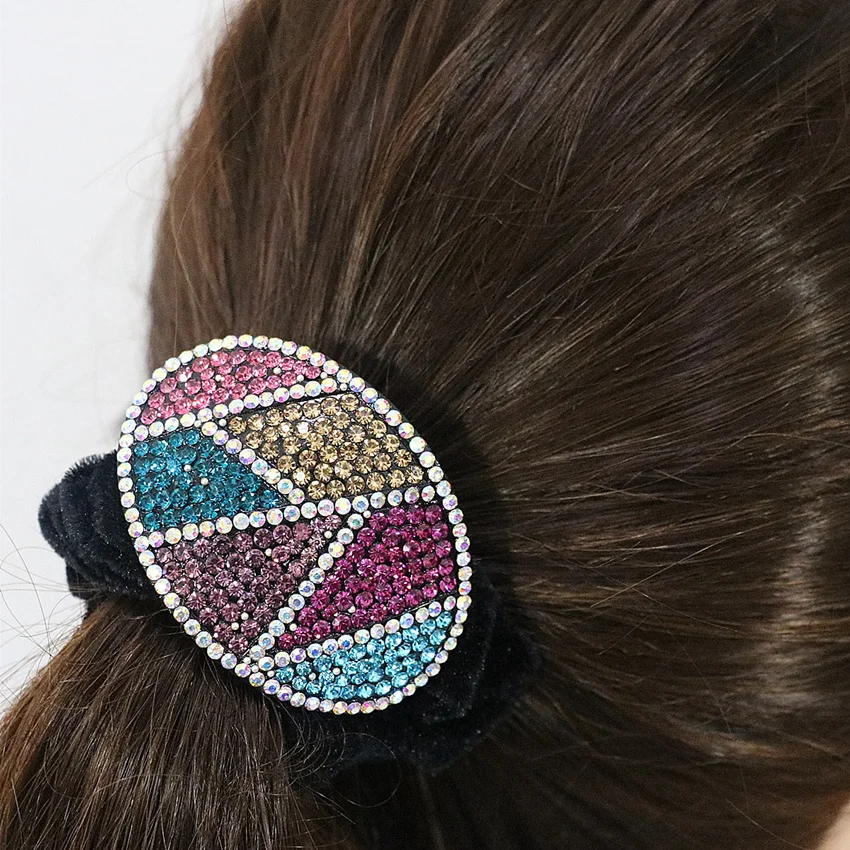 Trendy hairband for women multicolor rhinestone crystal rope elastic hairdress accessories rubber headband hair tip jewels B1262 | Украшения