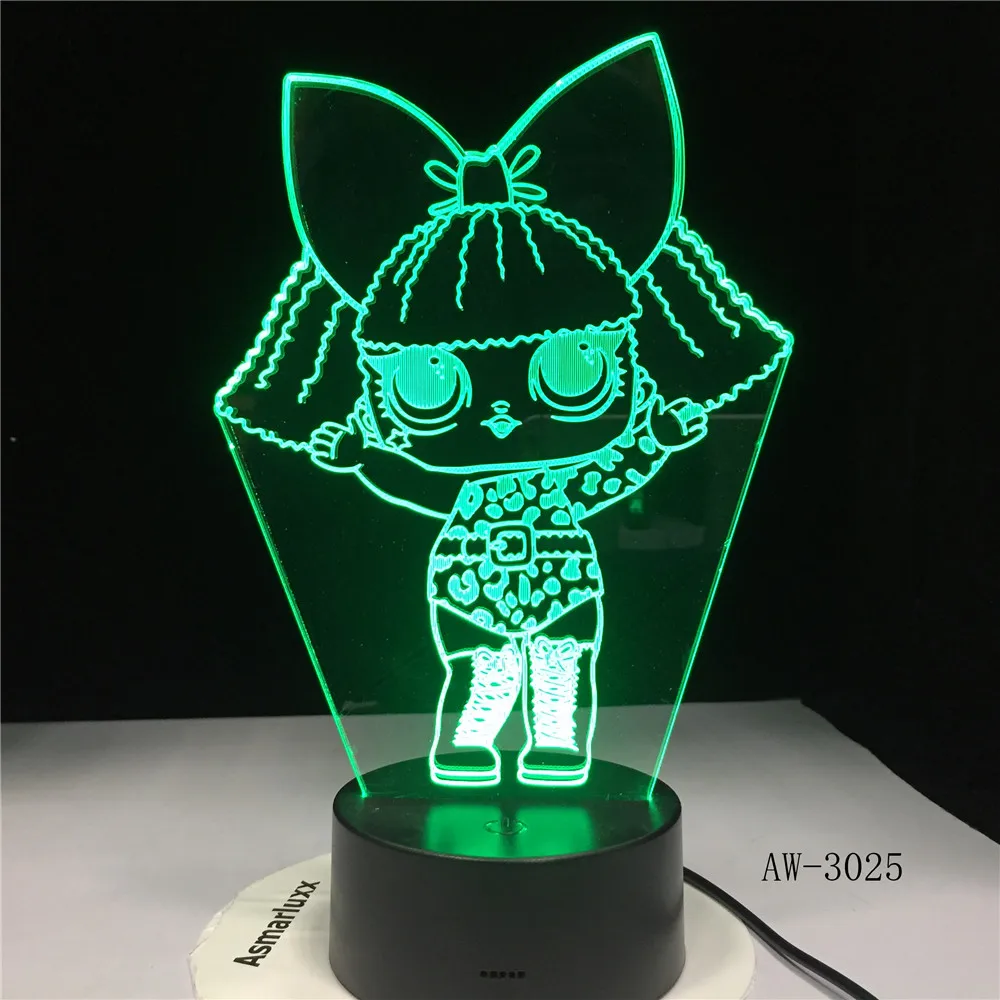 Маленькая девочка 3D Led лампа для детей прикроватный светильник ing Декор ночной