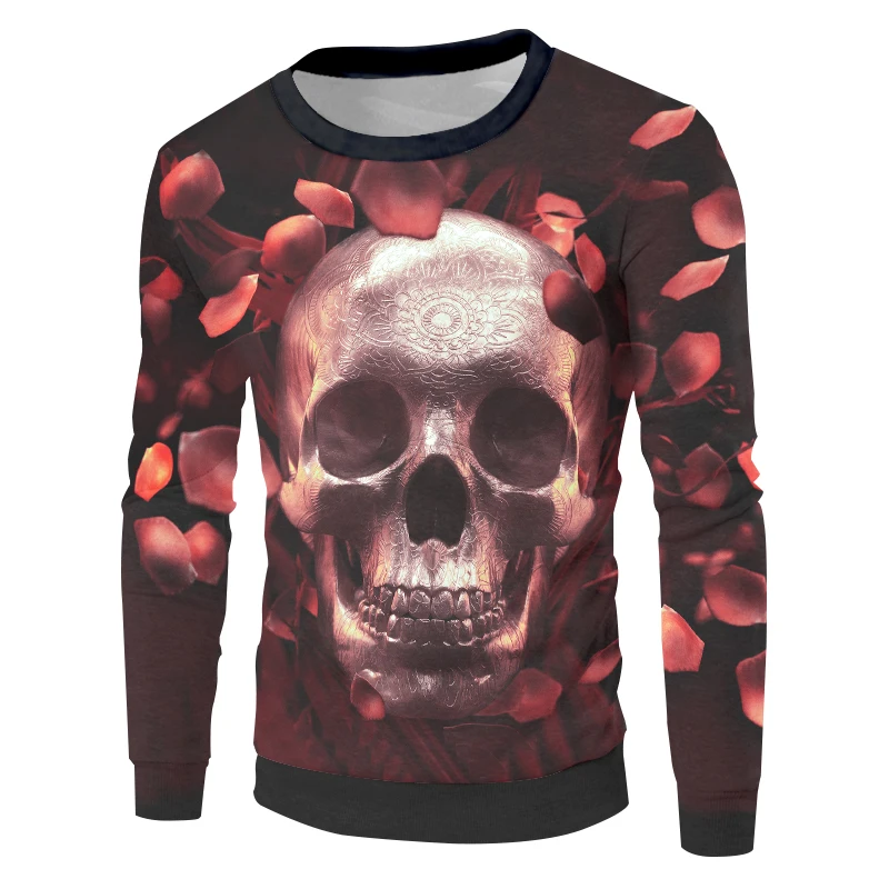 UJWI New Flower Couple Sportshirts 3D Print Rose Romantic Skull Tracksuits Sweatshirt Winter Spring Jackets Unisex Sportswears | Мужская