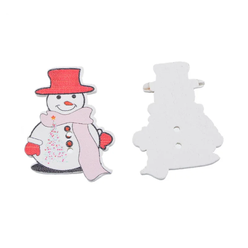MJARTORIA 100PCs Wooden Buttons Cute Snowman For Handmade Jewelry Fit Christmas Decprations DIY Accessories | Украшения и