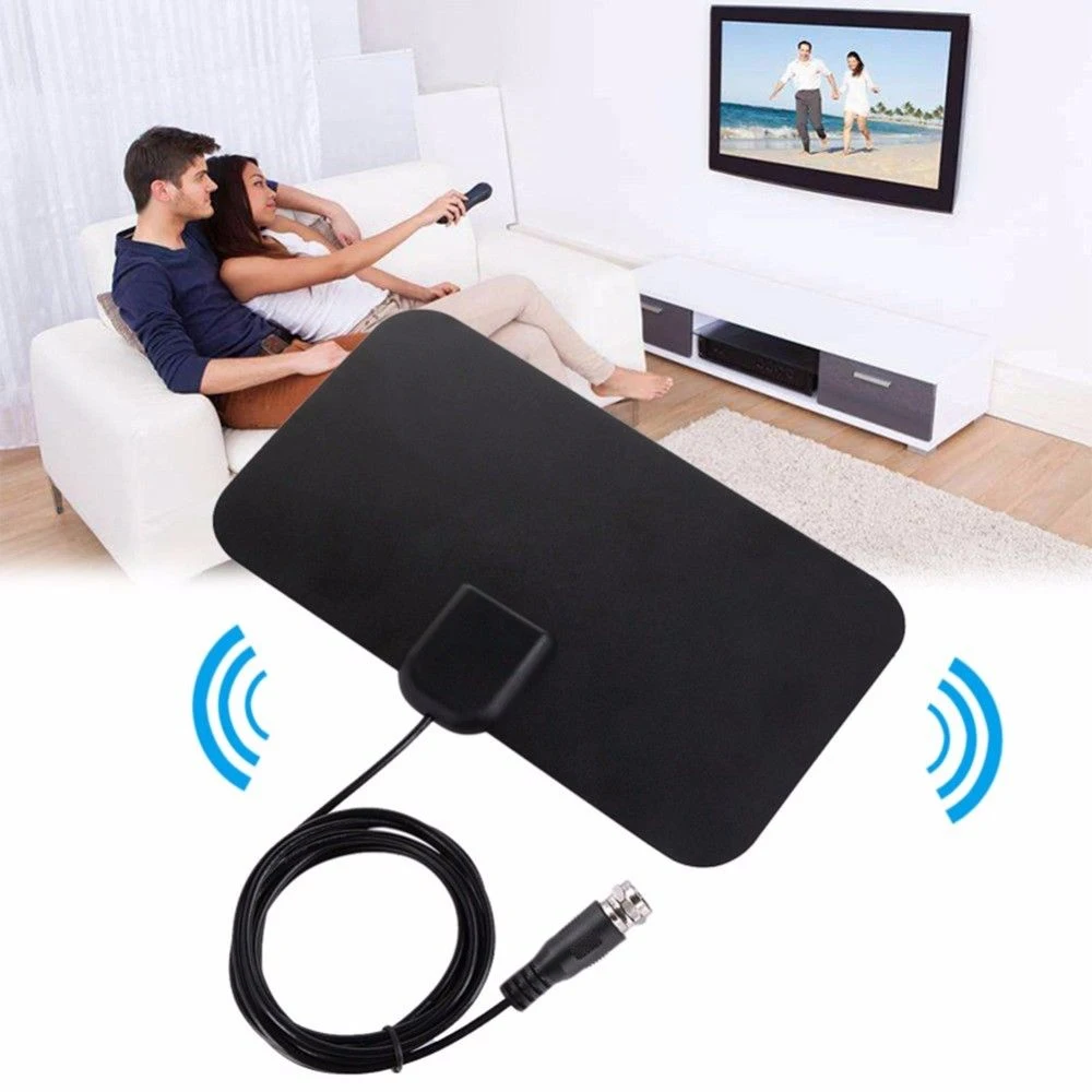 Плоский HD цифровой Крытый зум ТВ антенна HDTV 50 миль диапазон приема поддержка 4K VHF