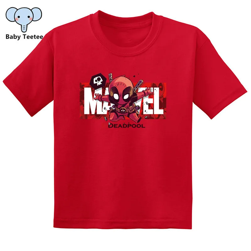 Детская футболка с дэдпулом Marvel; Забавные футболки с короткими рукавами для мальчиков и девочек; хлопковые летние топы с супергероями; детская модная футболка