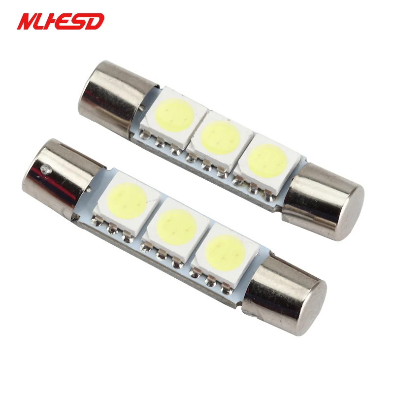 10pcs 12V Flood Festoon Dome T6 T6.3 28mm 31mm 3 SMD 5050 LED 3smd Light Bulb Car Vanity Mirror Sun Visor Fuse White | Автомобили и